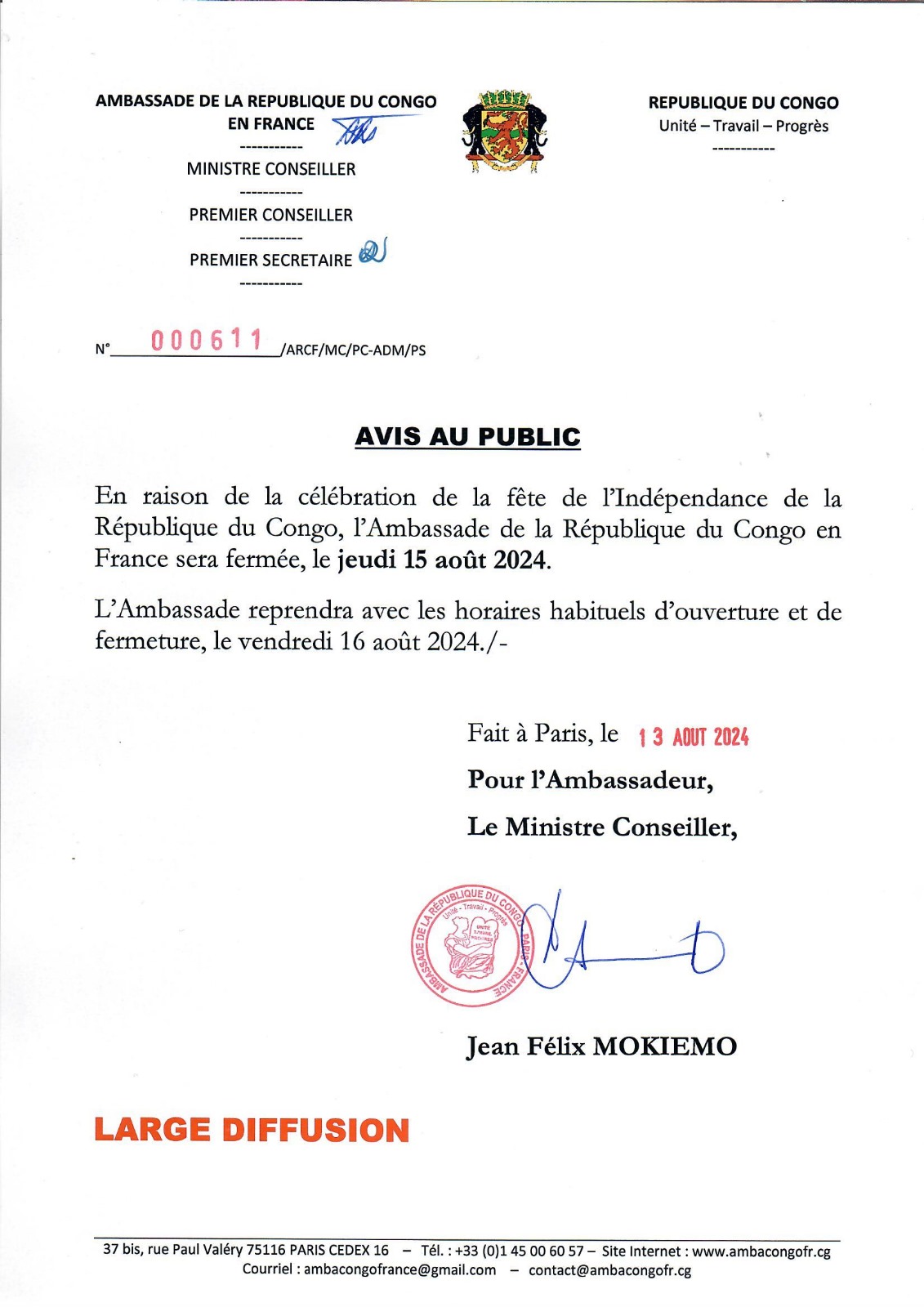 Avis au public....